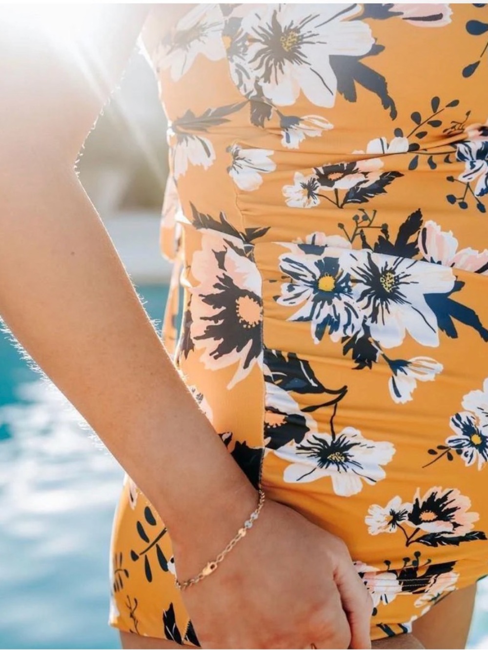 Senita Athletics Yellow Floral One-Piece Swimsuit